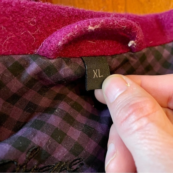 Steve Madden Extra Large XL Fuschia Peacoat Button Jacket Coat Ruffle - Picture 3 of 11